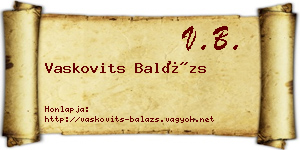 Vaskovits Balázs névjegykártya